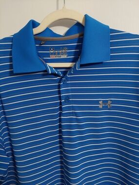Under Armour Men’s Blue Striped Performance Polo